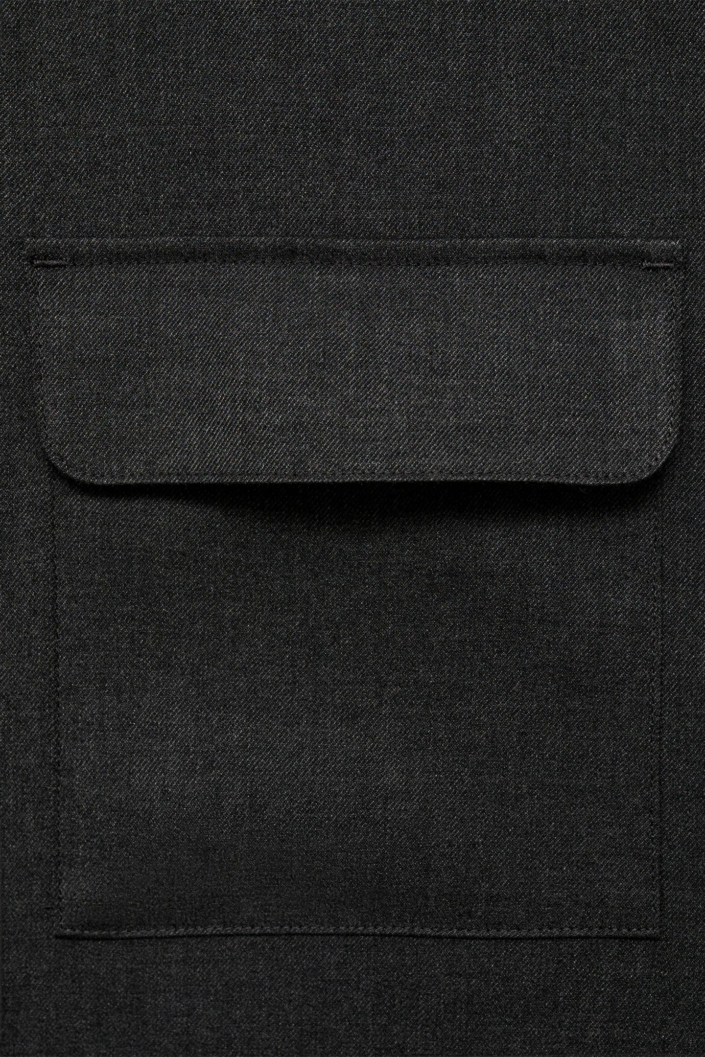 Black Straight Fit Flap Pocket Shirt