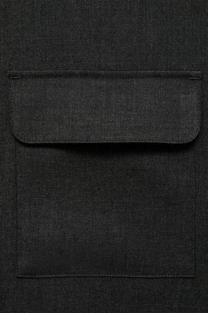 Black Straight Fit Flap Pocket Shirt