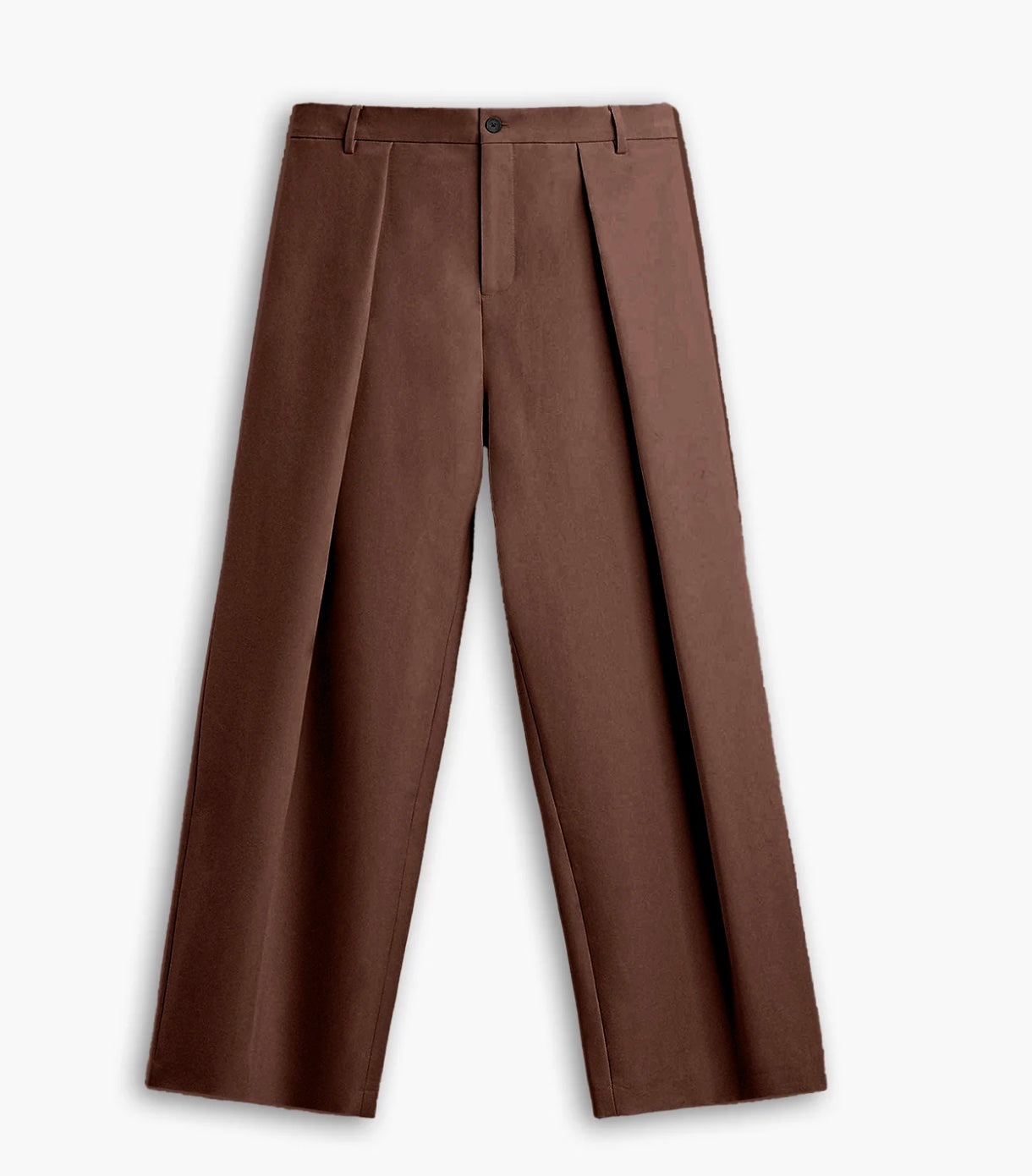 Brown Pleated Wide Leg Pants