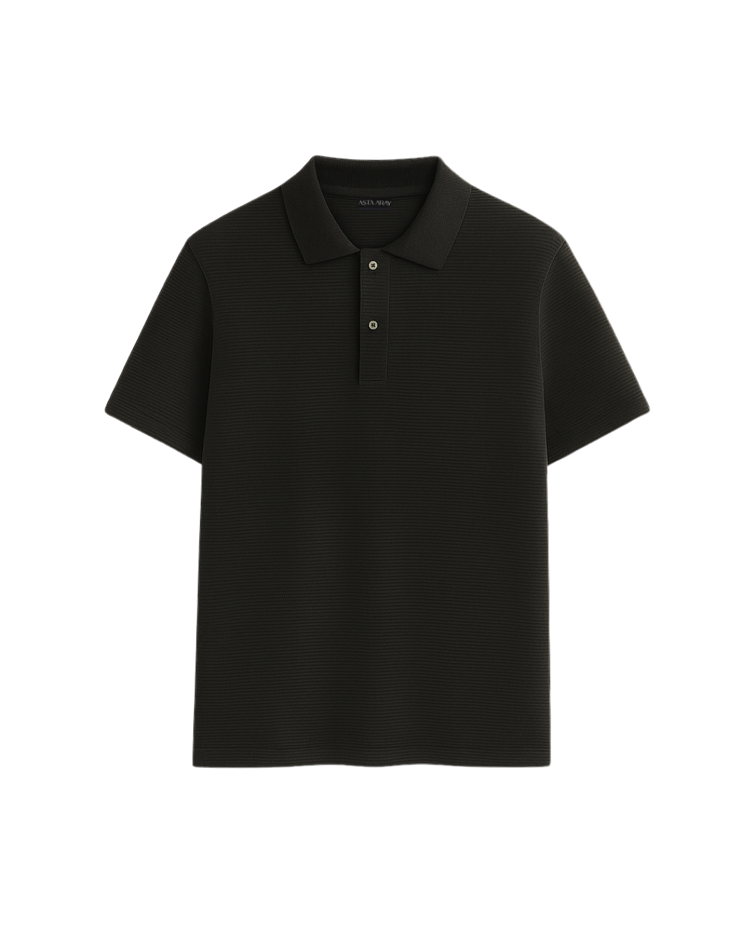 Black Textured 100% Cotton Polo Shirt