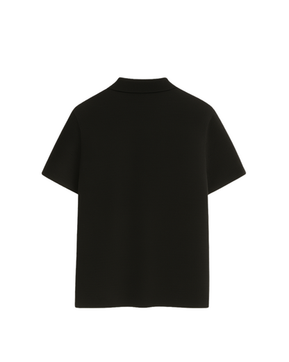 Black Textured 100% Cotton Polo Shirt