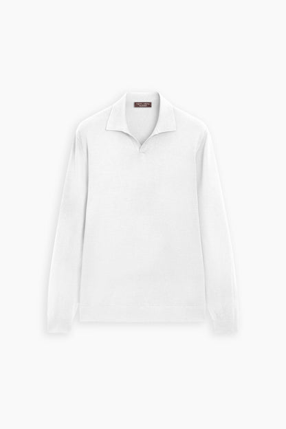 Textured White Polo Shirt