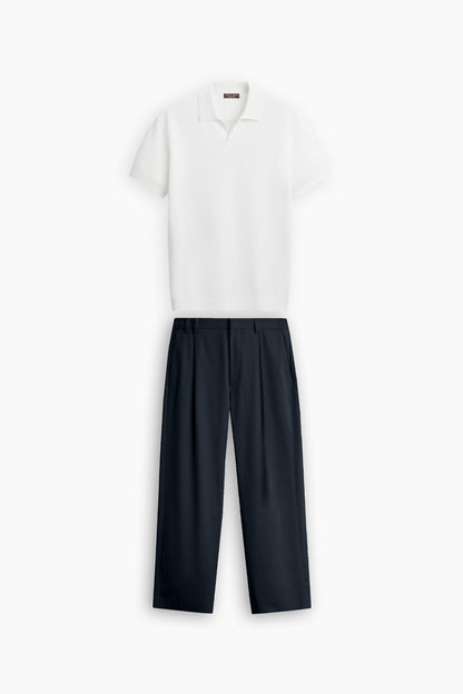 White Polo & Navy Blue Set
