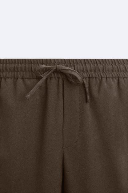 WoodBrown Drawstring Trousers