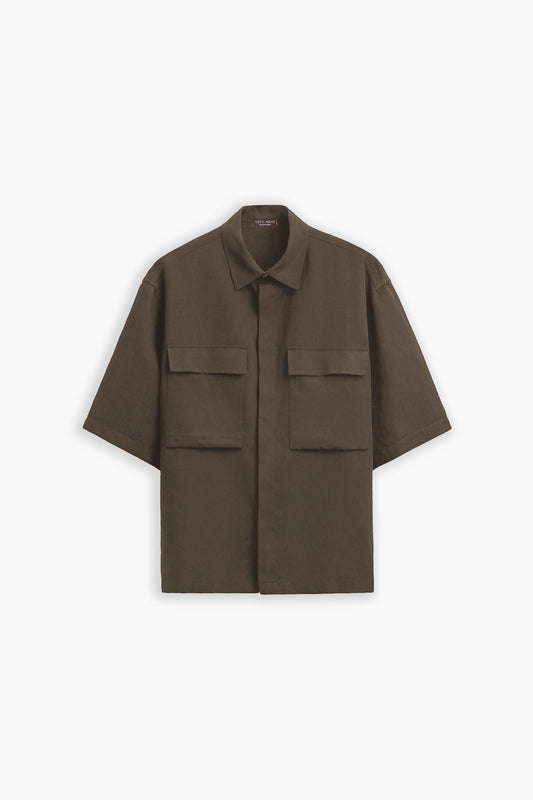 Woodbrown Linen Shirt with Pockets