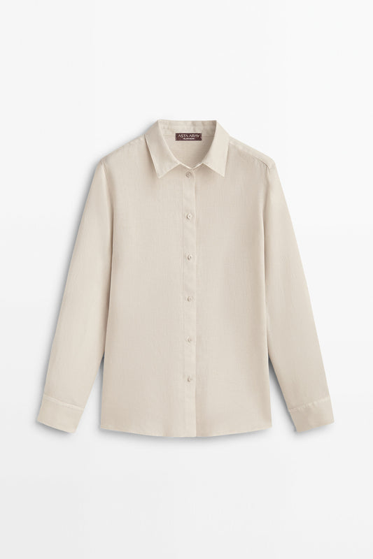 Beige Linen Casual Shirt