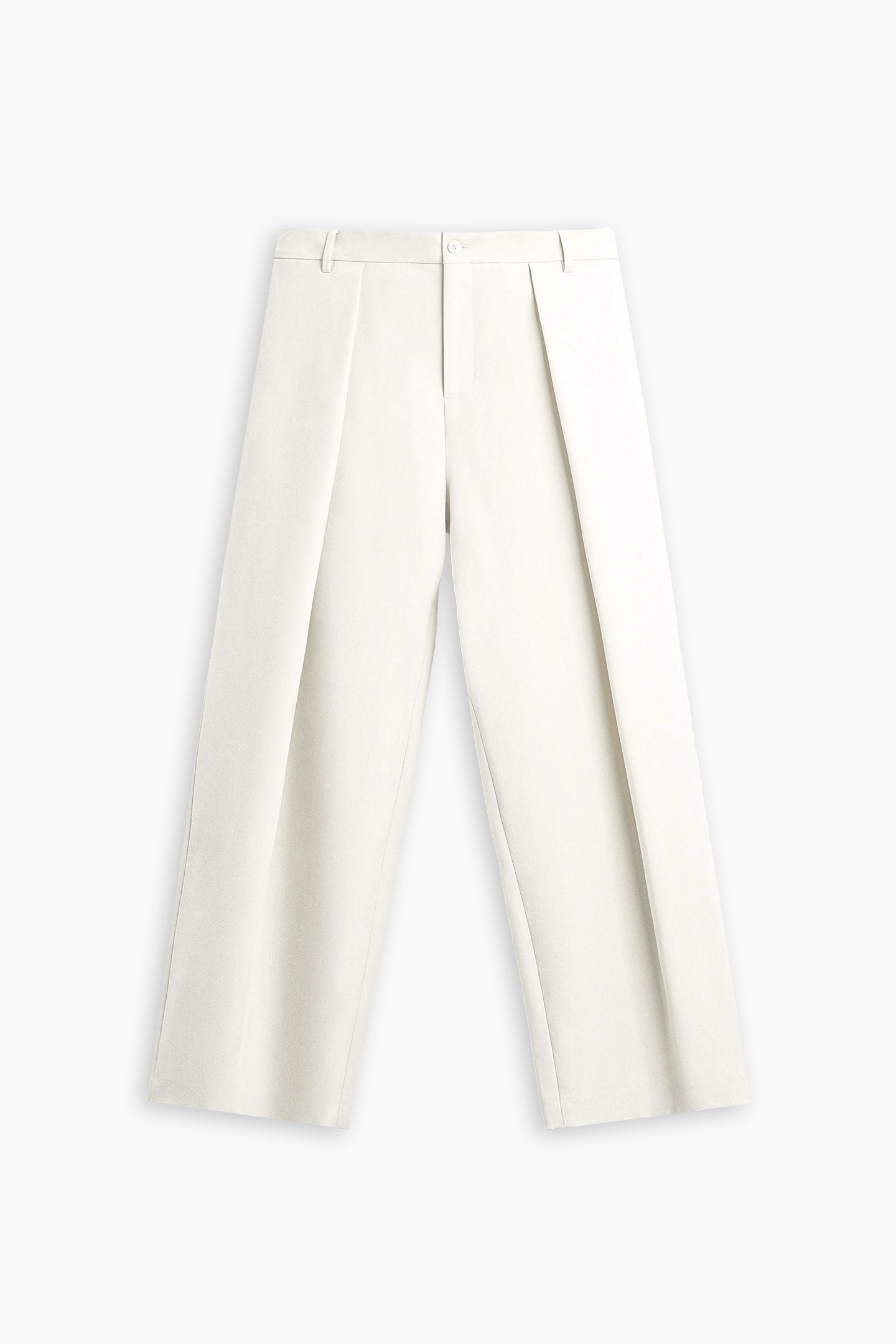 Beige Pleated Wide Leg Pants