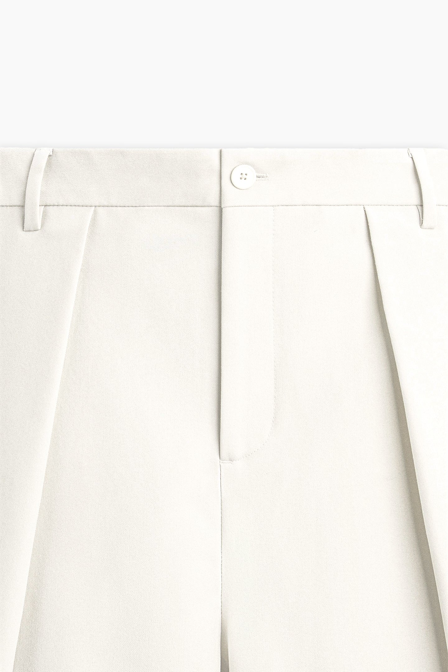 Beige Pleated Wide Leg Pants