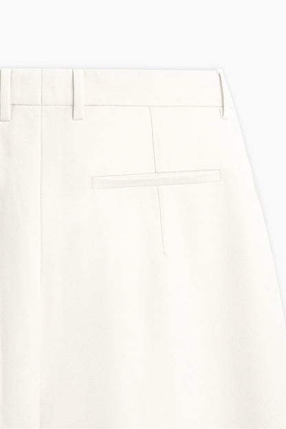 Beige Pleated Wide Leg Pants