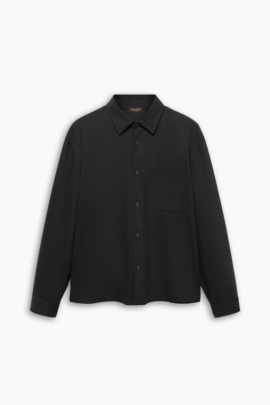 Black Loose Fit Shirt With Pocket