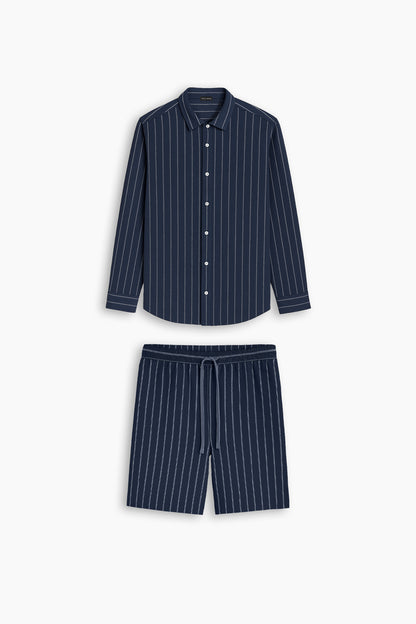Navy Blue Striped Set