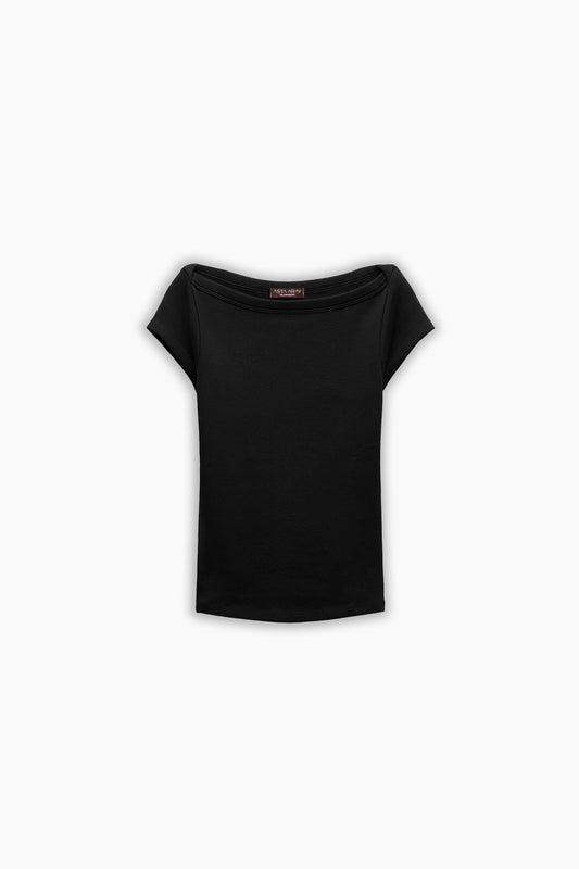 Boat Neck Ribbed Top