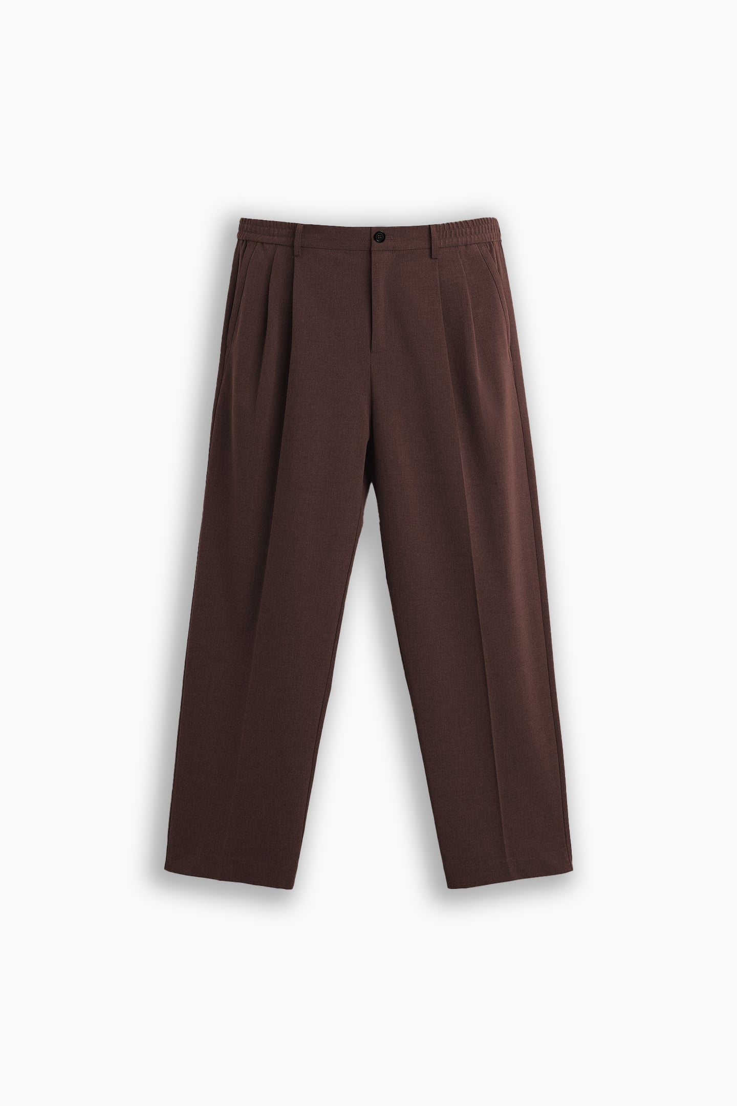 Brown Loose-Fit Pleated Trousers