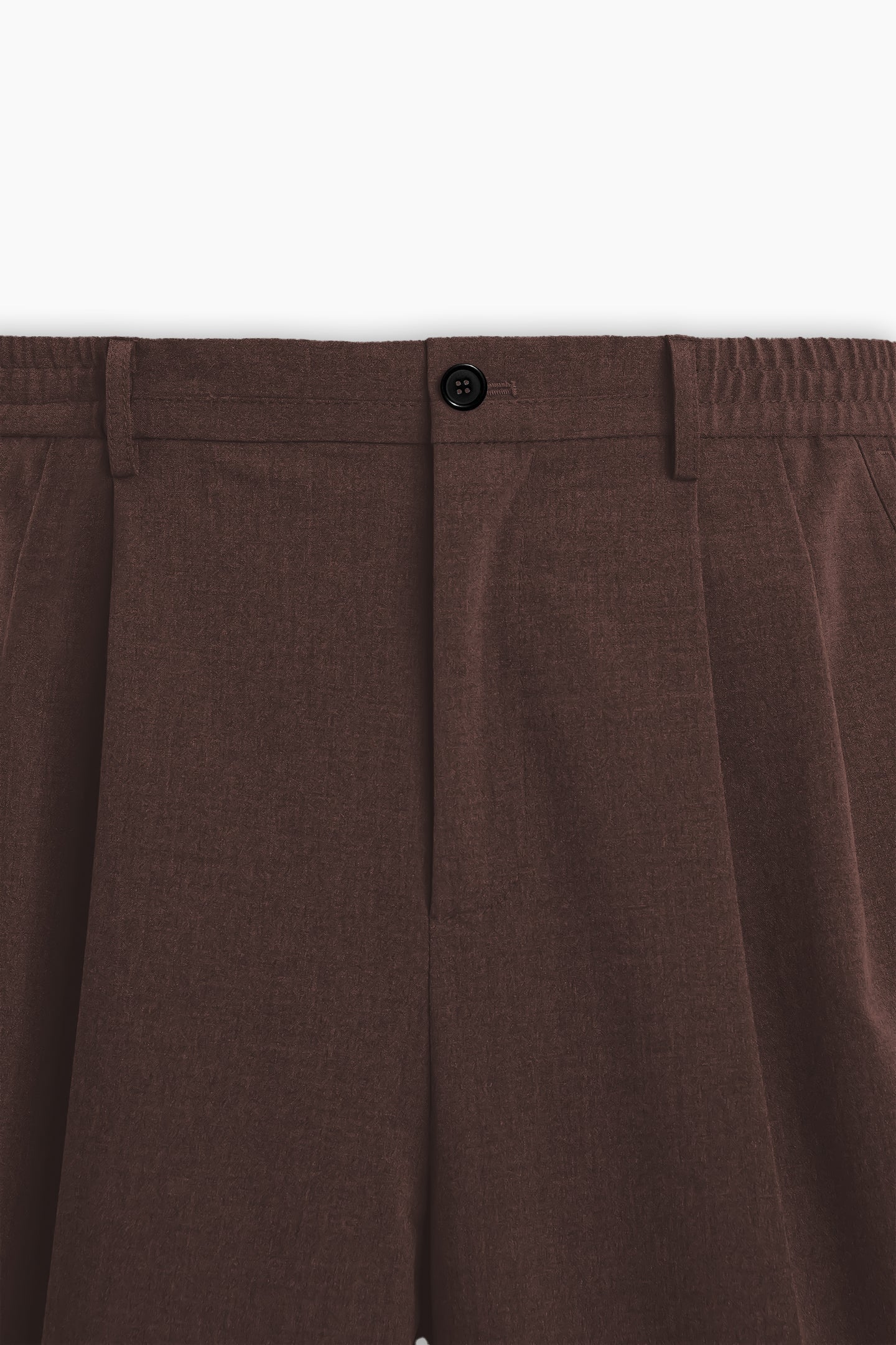 Brown Loose-Fit Pleated Trousers