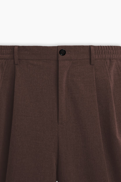 Brown Loose-Fit Pleated Trousers