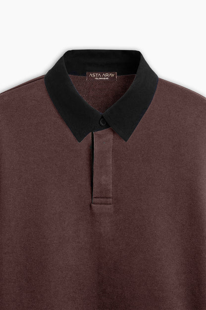 Brown & Black Contrast Polo Shirt