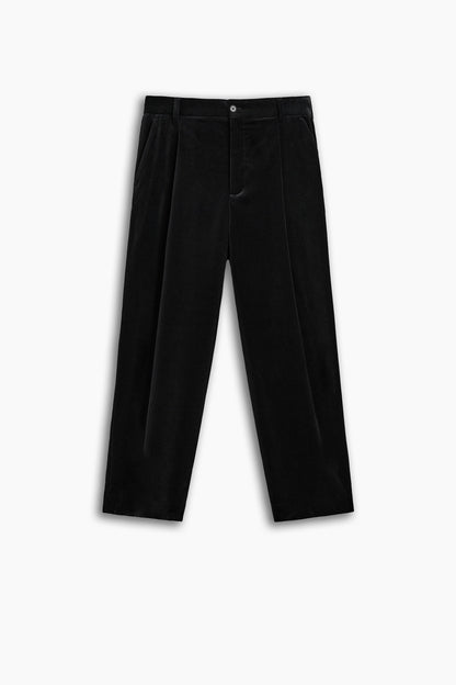 Cotton Velvet Pleated Trousers