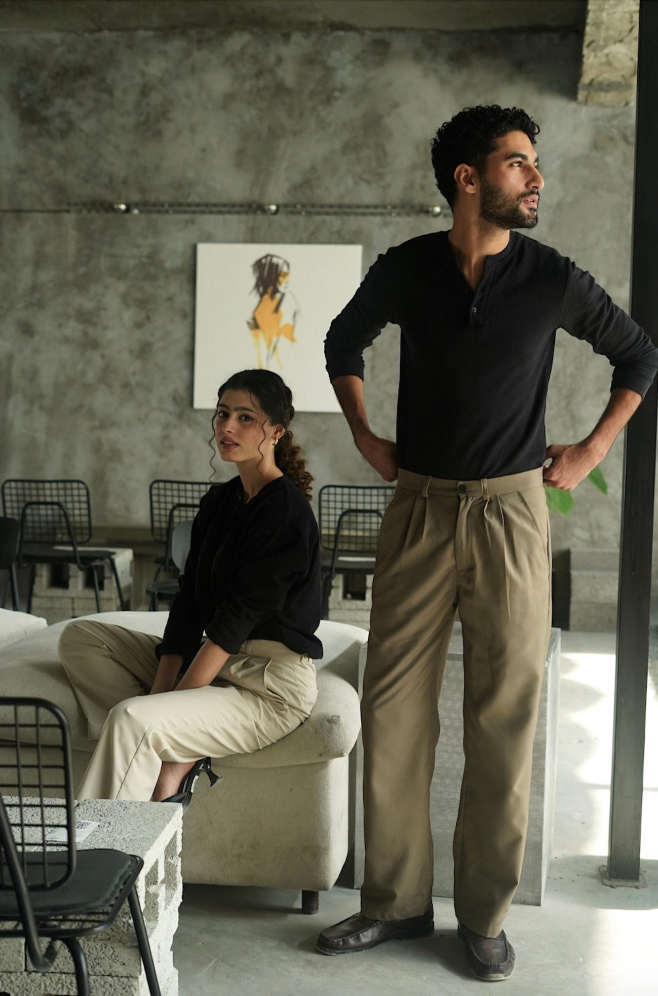 Henley & Pleated Trousers S&T