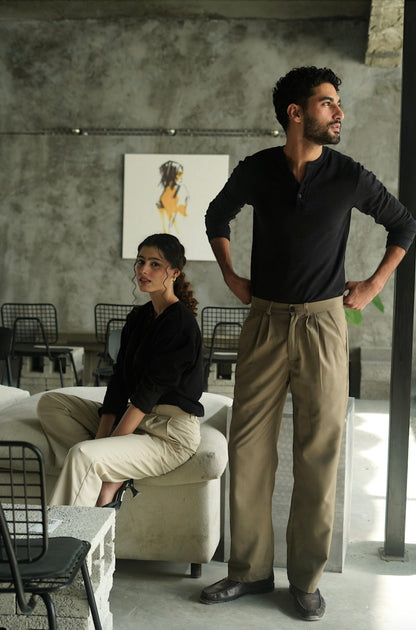 Henley & Pleated Trousers S&T