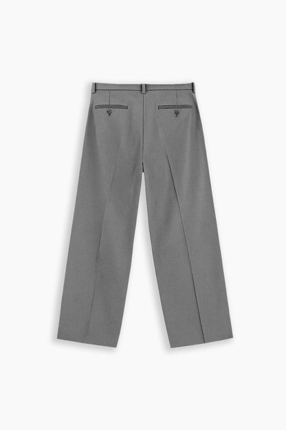 Grey Wide Leg Pleated Pants