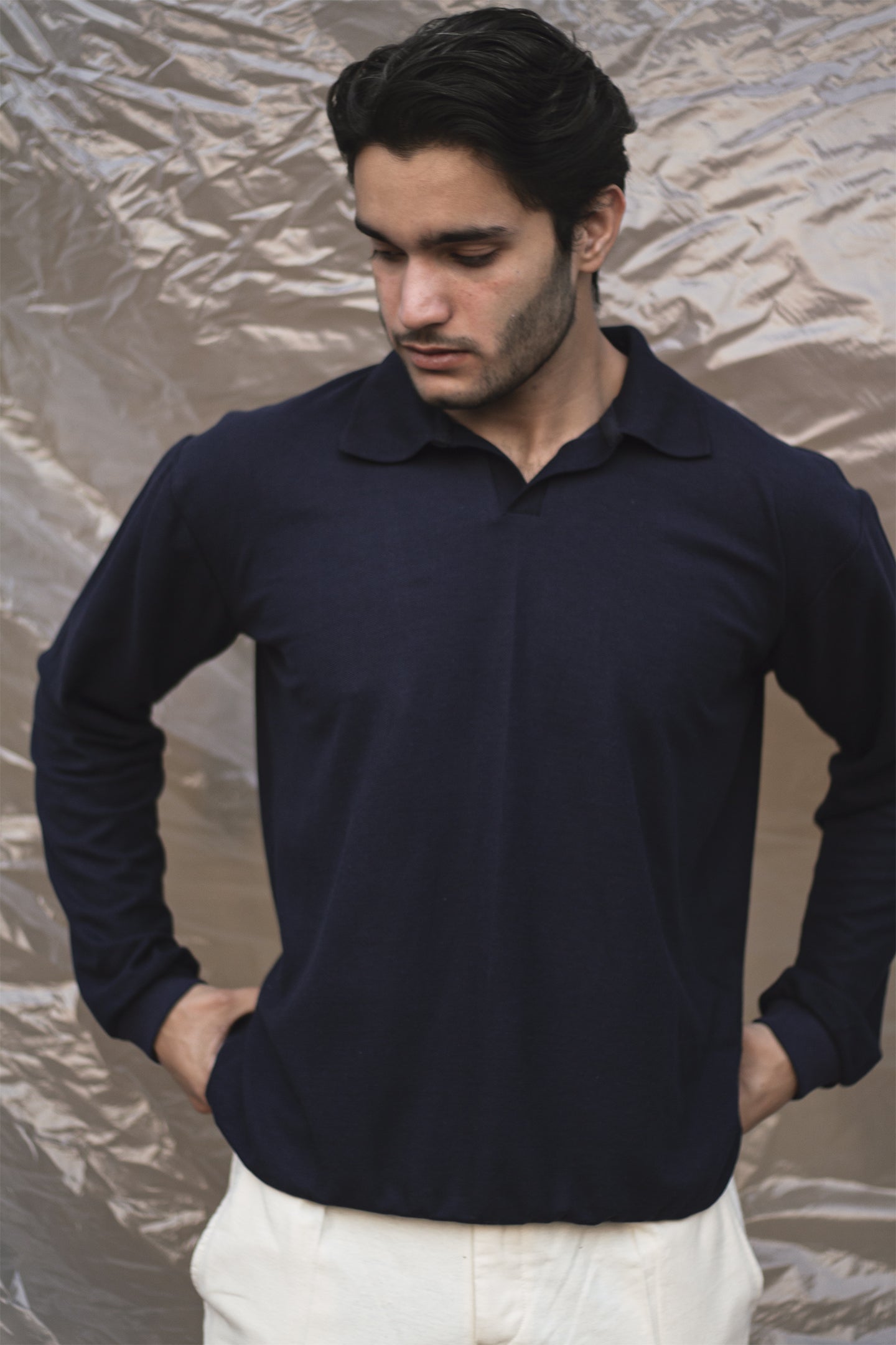 Textured Navy Blue Shirt