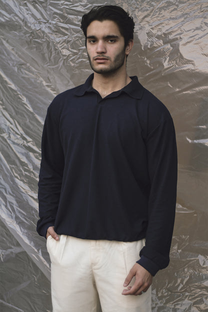 Textured Navy Blue Shirt