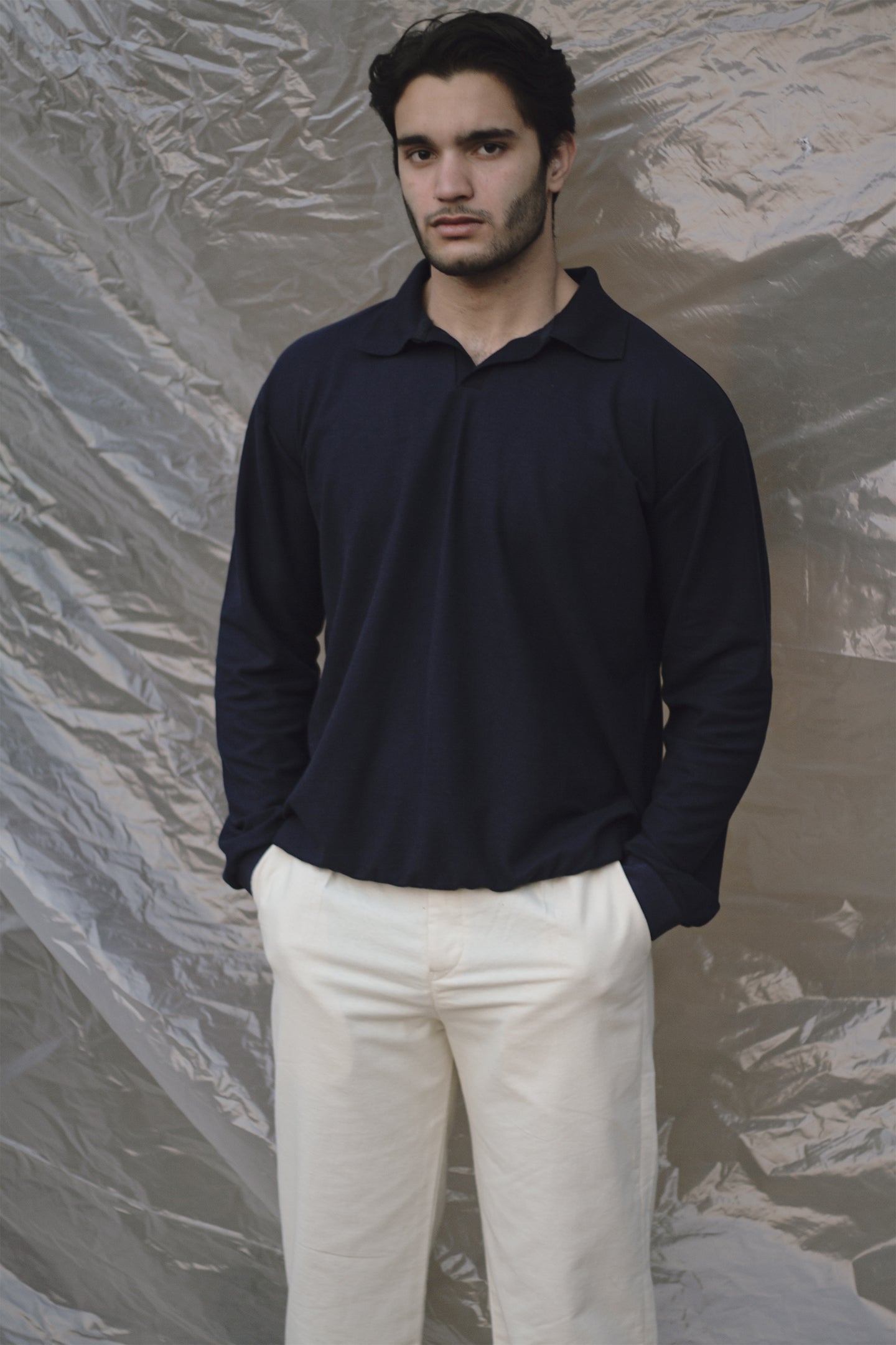 Textured Navy Blue Shirt