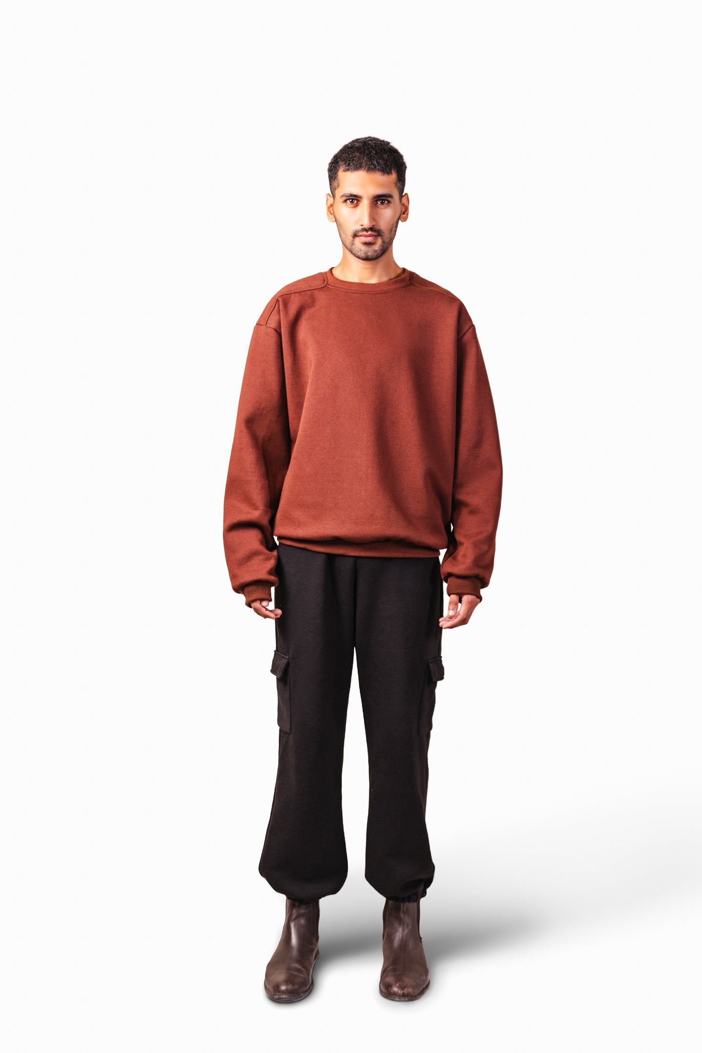 Brown Shoulder Detail Sweatshirt