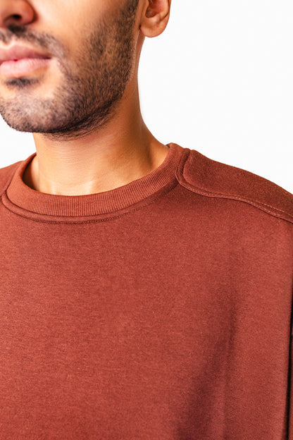 Brown Shoulder Detail Sweatshirt