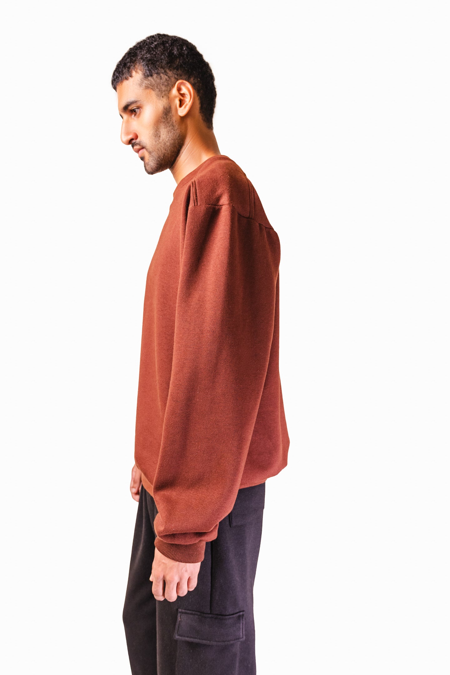 Brown Shoulder Detail Sweatshirt