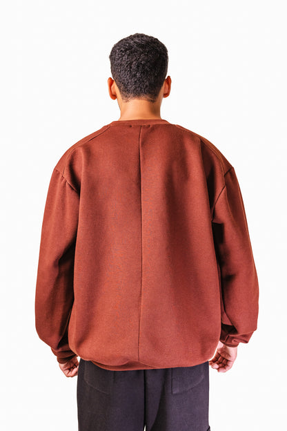 Brown Shoulder Detail Sweatshirt