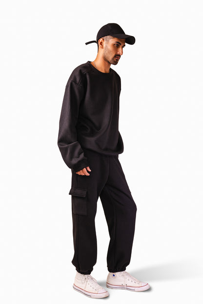 Shoulder Patch Black Sweatshirt