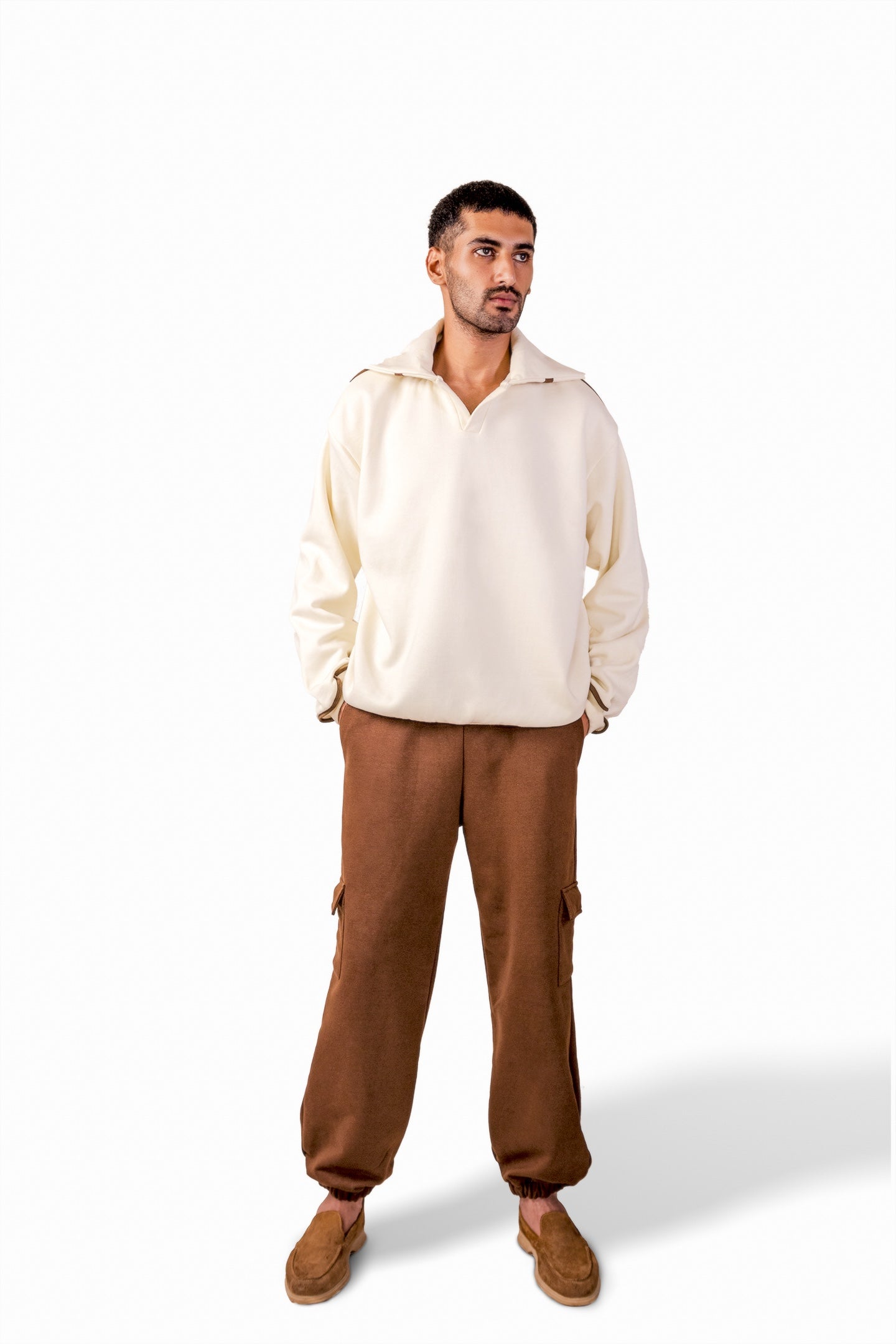 Suede Detailed Beige Sweatshirt