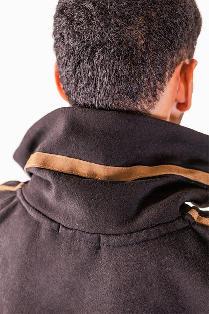 Suede Detailed Black Sweatshirt