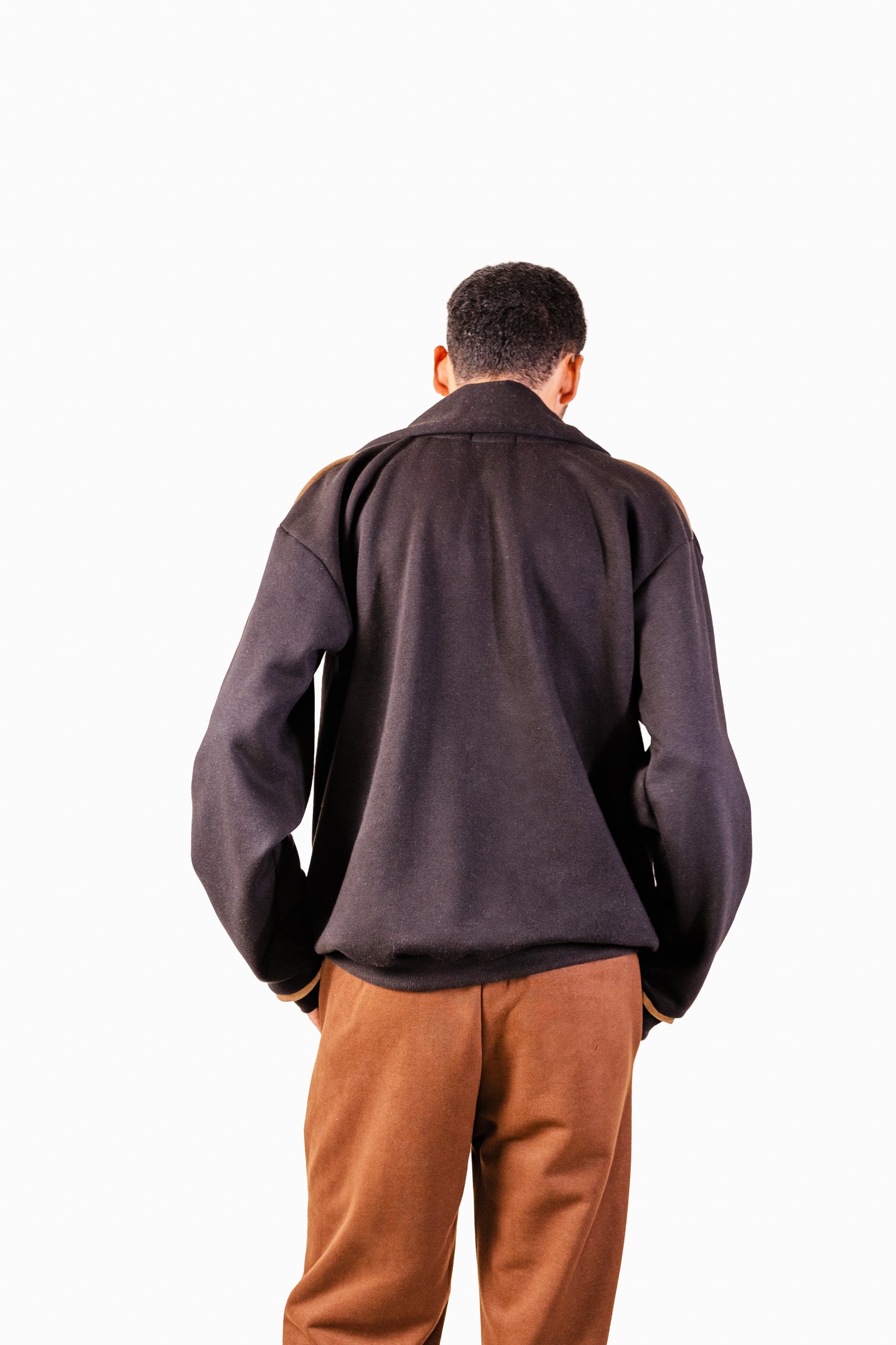 Suede Detailed Black Sweatshirt