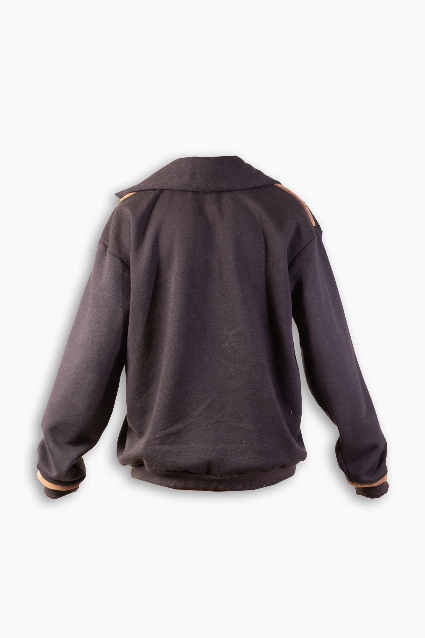 Suede Detailed Black Sweatshirt