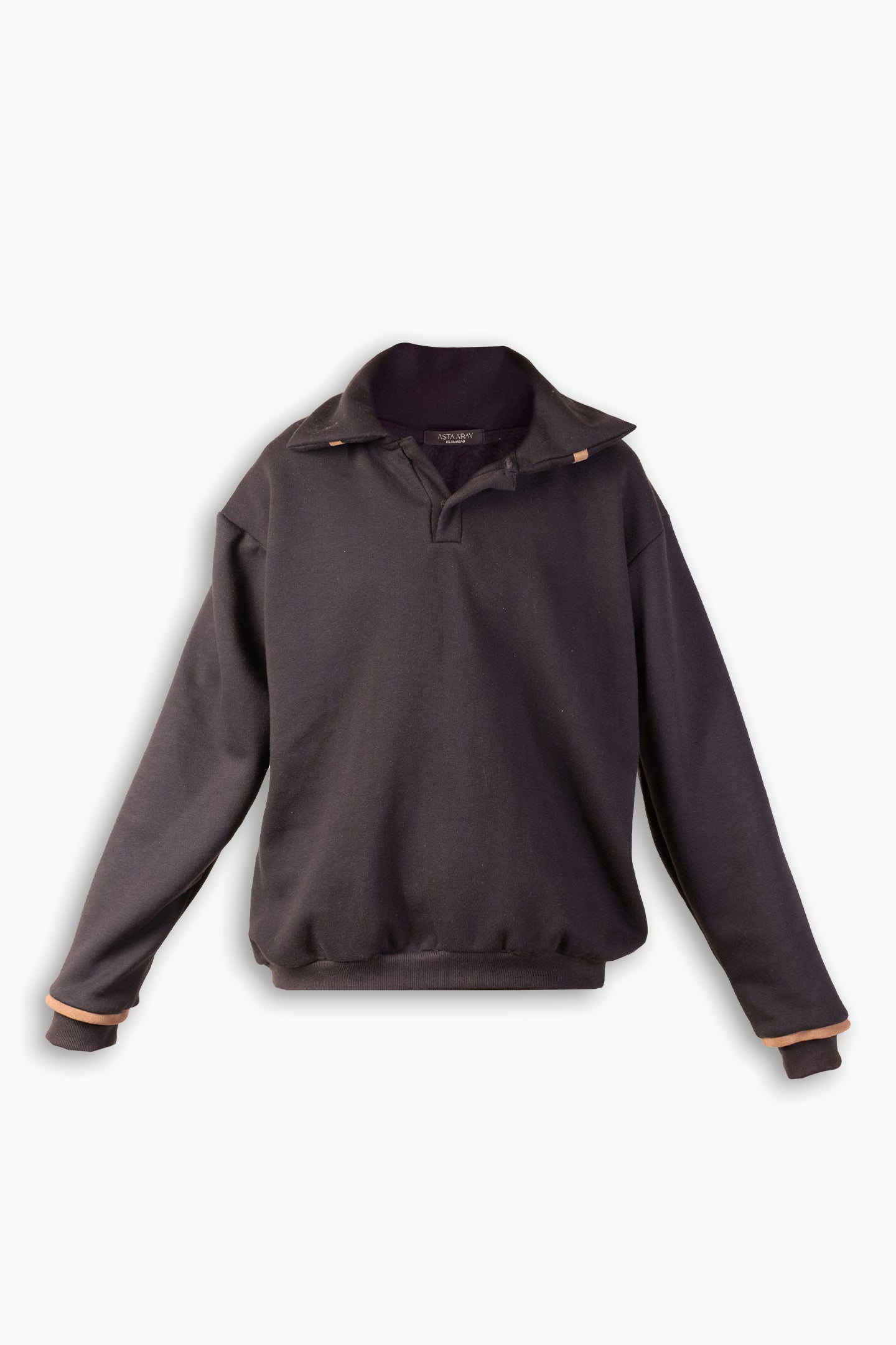 Suede Detailed Black Sweatshirt