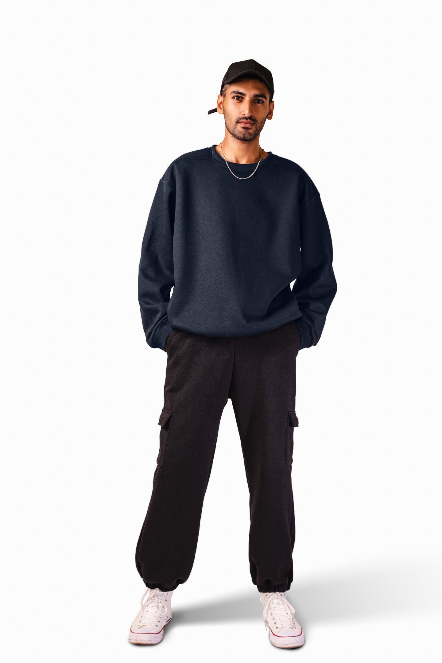 Lacivert Omuz Yama Sweatshirt