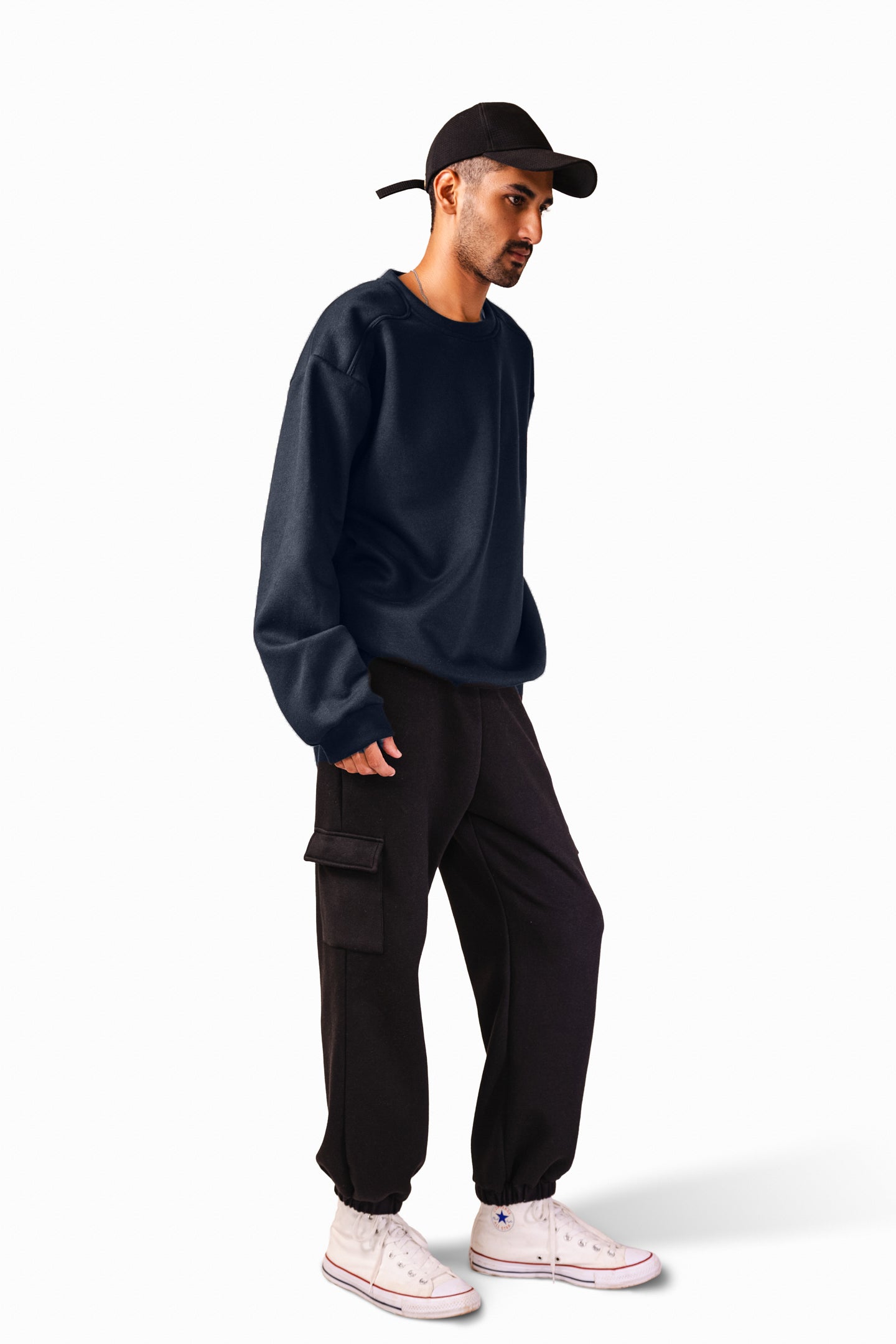 Lacivert Omuz Yama Sweatshirt