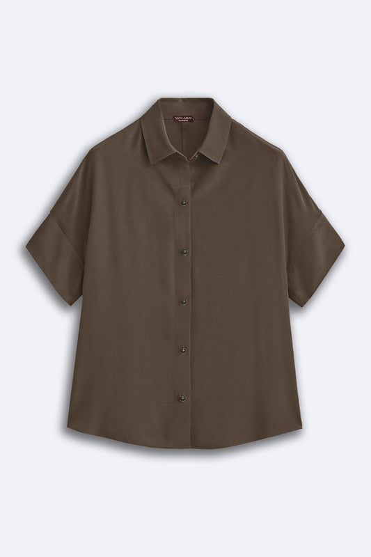 Brown Relaxed Fit Collared Shirt