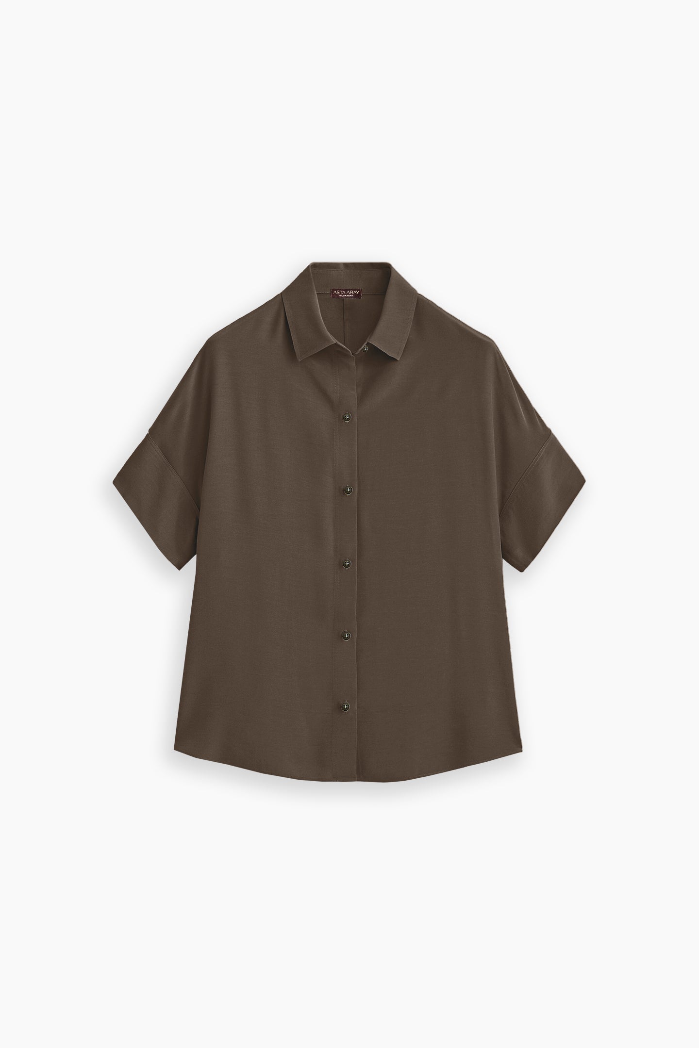 Wood Brown Relaxed Fit Collared Shirt