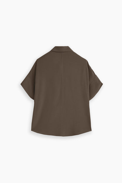 Wood Brown Relaxed Fit Collared Shirt