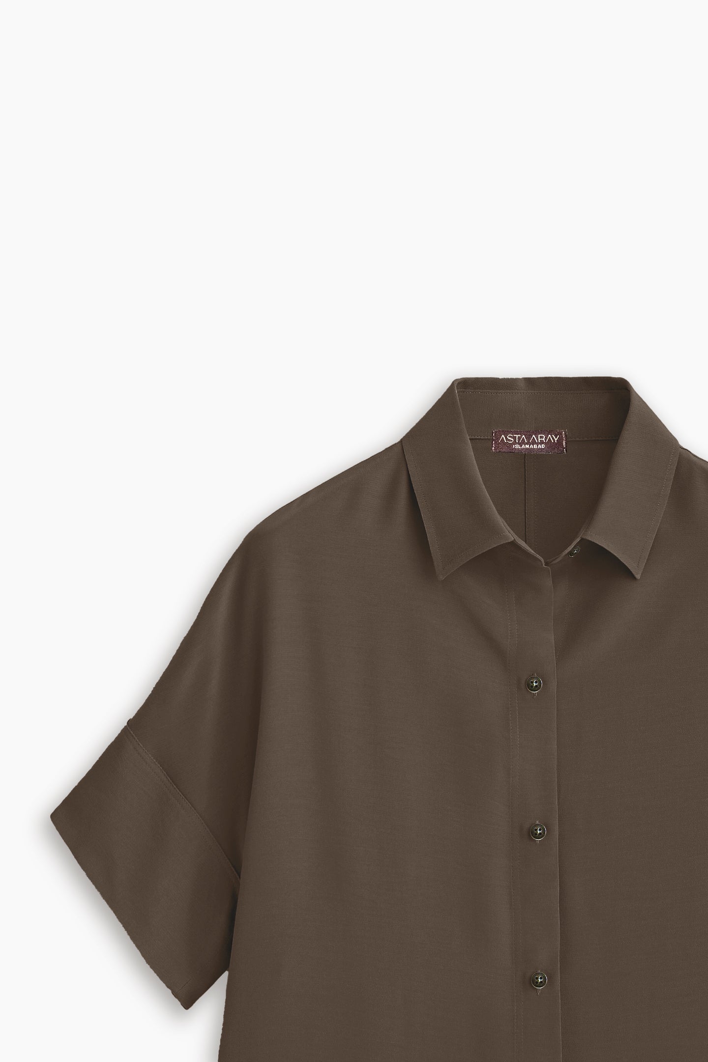 Wood Brown Relaxed Fit Collared Shirt
