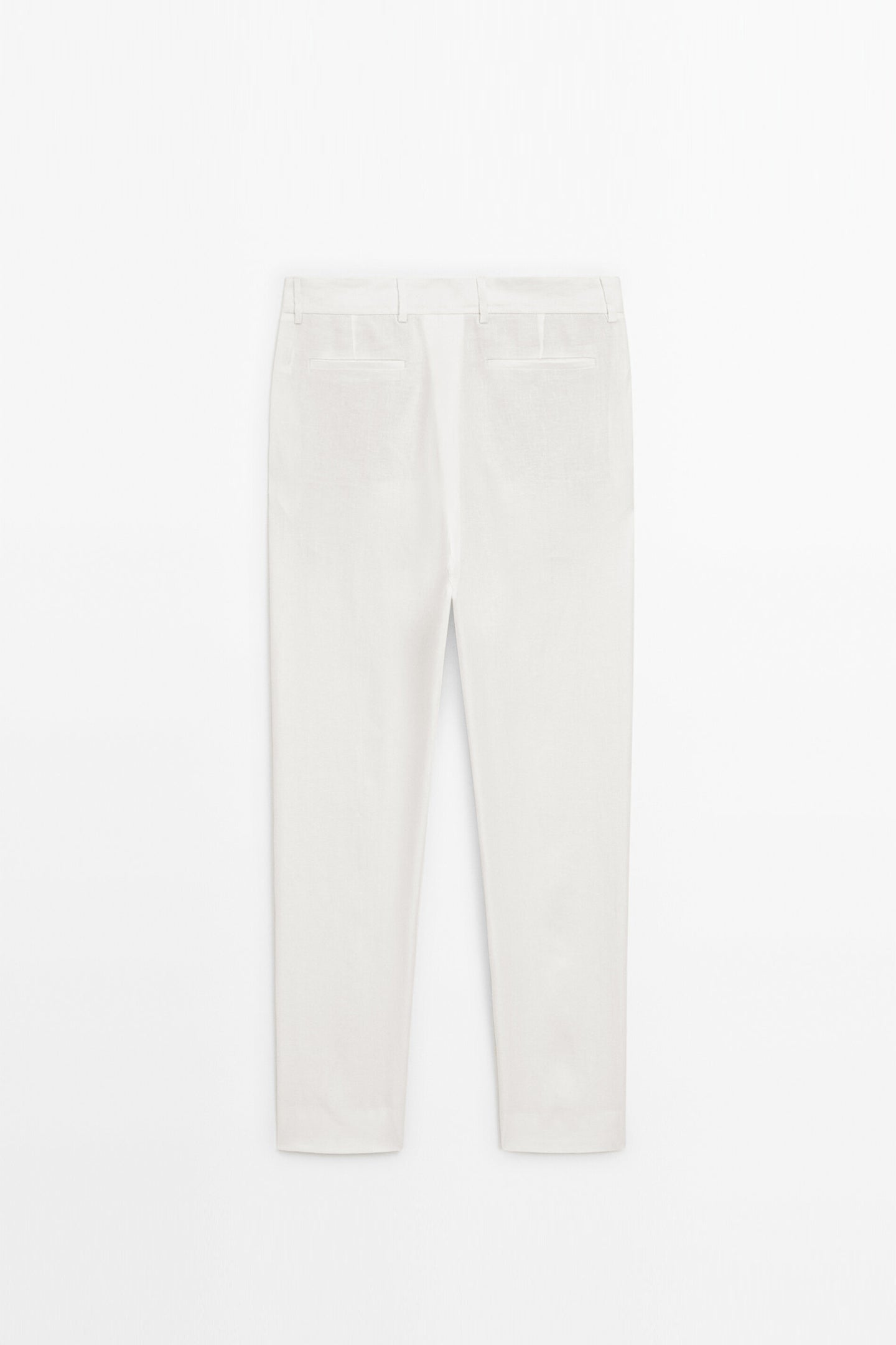 Straight Fit White Linen Trousers