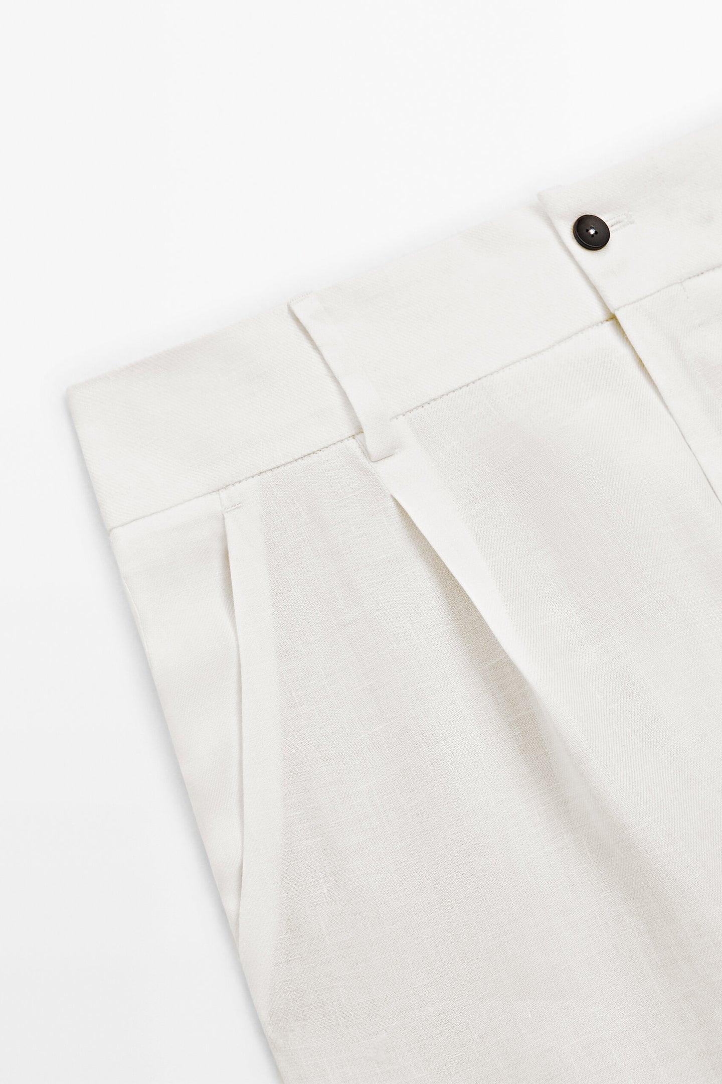 Straight Fit White Linen Trousers