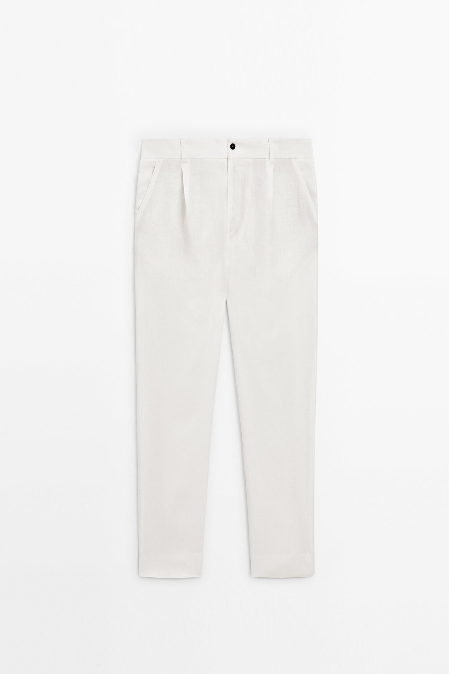 Straight Fit White Linen Trousers
