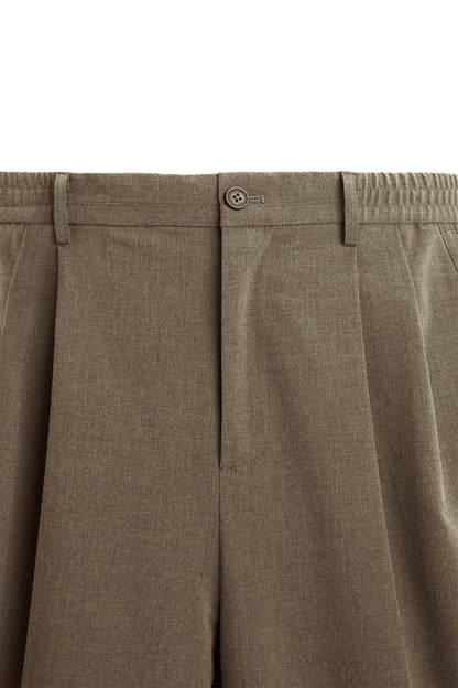 Camel Loose-Fit Pleated Trousers