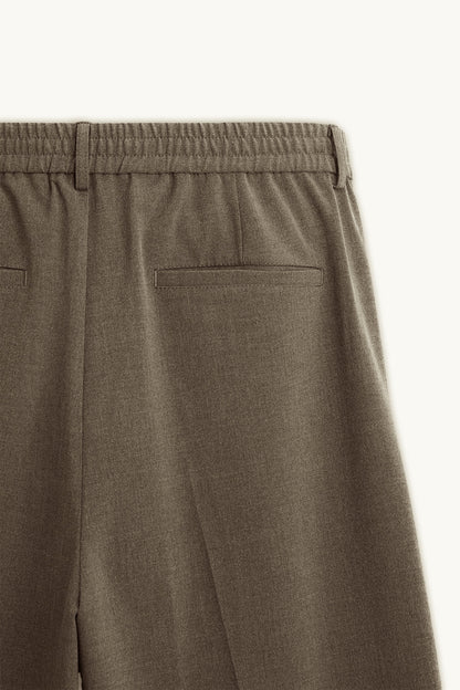 Camel Loose-Fit Pleated Trousers