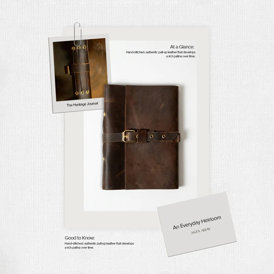 The Heritage Journal in brown pull-up leather with a brass buckle