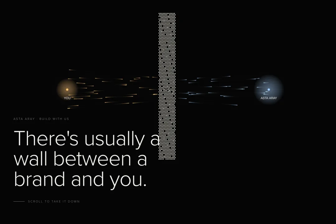 Preview of the Build with us page: a wall standing between you and ASTA ARAY